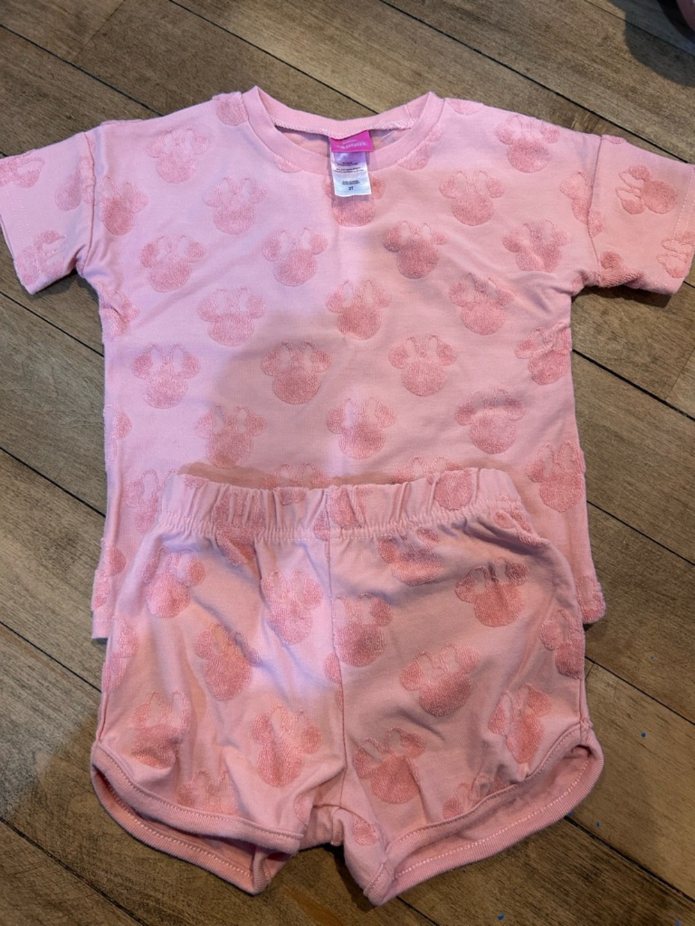 Disney Pink Terry Cloth Minnie Mouse Shorts Set